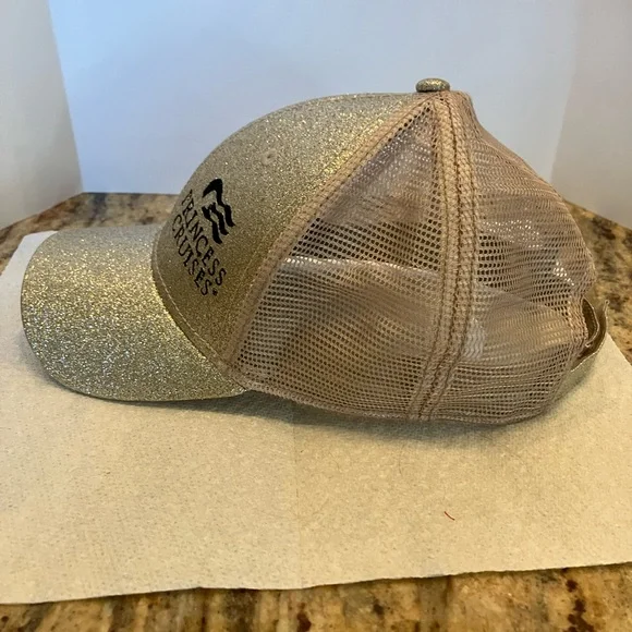 Princess Cruises Gold Glitter trucker Mesh Snap Cap - Picture 4 of 5